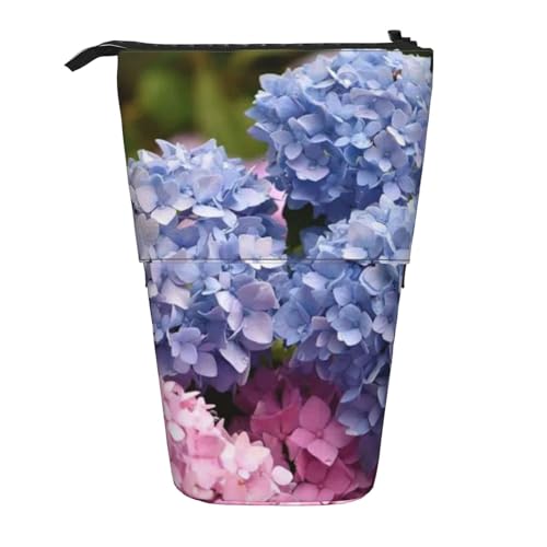 Tcoay Hortensien-Blumenmuster, stehender Stifthalter, Schreibwarentasche, Stiftetasche, Organizer, Teleskop-Federmäppchen von Tcoay