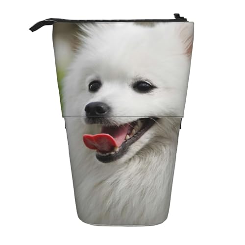 Tcoay Japanischer Spitz-Haustierhund, stehender Stiftehalter, Schreibwarentasche, Stiftetasche, Organizer, Teleskop-Stifteetui von Tcoay