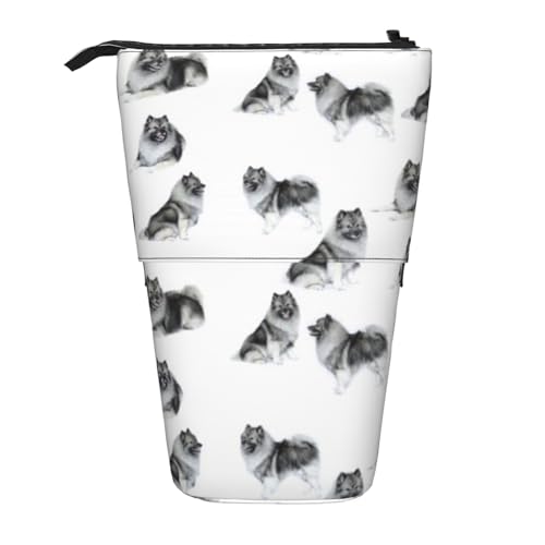 Tcoay Keeshonds, Stehender Stiftehalter, Schreibwarentasche, Stiftetasche, Organizer, Teleskop-Stifteetui von Tcoay