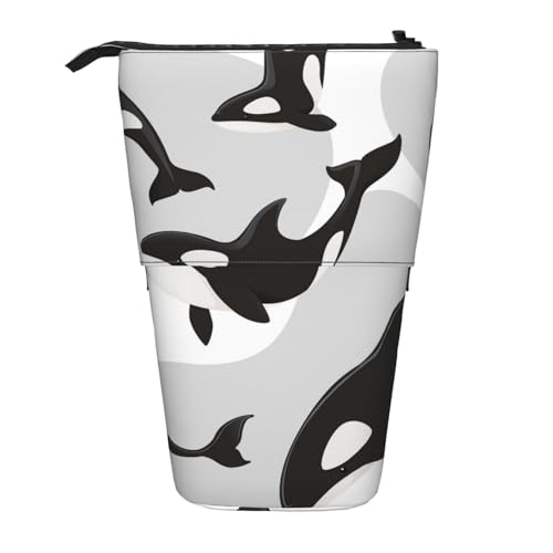 Tcoay Killerwal-Muster, Fischmuster, stehender Stifthalter, Schreibwarentasche, Bleistiftbeutel, Organizer, Teleskop-Federmäppchen von Tcoay