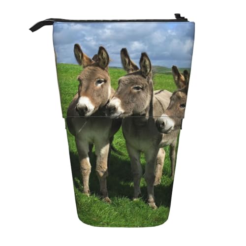 Tcoay Kleine Eselwiesen, stehender Stifthalter, Schreibwarentasche, Stiftetasche, Organizer, Teleskop-Federmäppchen von Tcoay