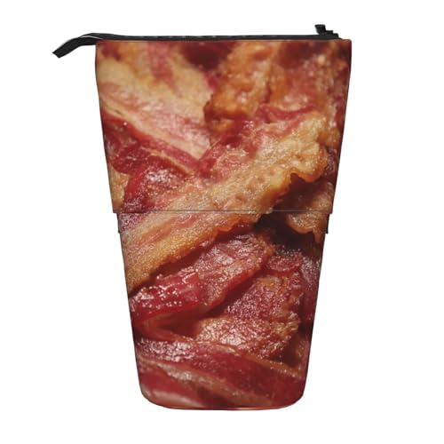 Tcoay Köstlicher Speckhintergrund, stehender Stiftehalter, Schreibwarentasche, Bleistifttasche, Organizer, Teleskop-Federmäppchen von Tcoay