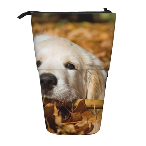 Tcoay Lazy Dog Puppy Bedruckt, stehender Stiftehalter, Schreibwarentasche, Stiftetasche, Organizer, Teleskop-Stifteetui von Tcoay