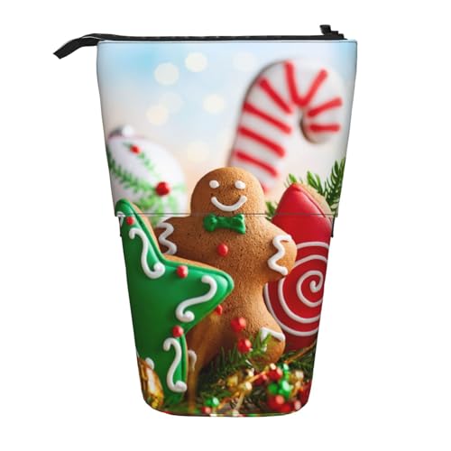 Tcoay Lebkuchenmann-Süßigkeiten, stehender Stiftehalter, Schreibwarentasche, Stiftetasche, Organizer, Teleskop-Federmäppchen von Tcoay