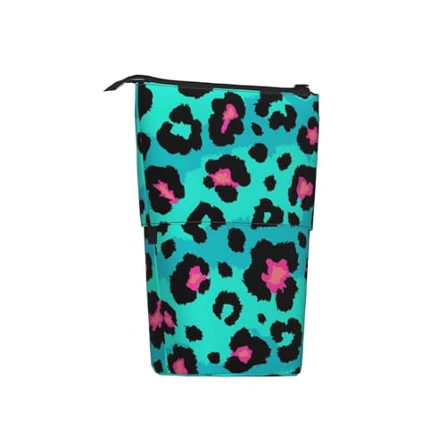 Tcoay Leopard, Stehender Stiftehalter, Schreibwarentasche, Bleistiftbeutel, Organizer, Teleskop-Federmäppchen von Tcoay