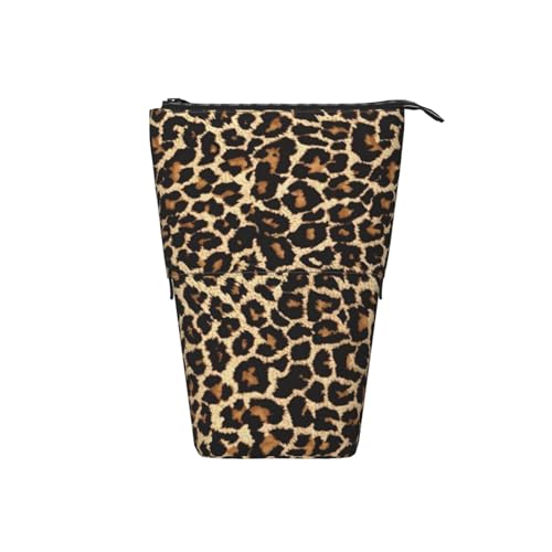 Tcoay Leoparden-Design, stehender Stifthalter, Schreibwarentasche, Bleistiftbeutel, Organizer, Teleskop-Federmäppchen von Tcoay