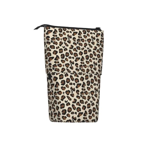 Tcoay Leopardenmuster, Stehender Stiftehalter, Schreibwarentasche, Stiftetasche, Organizer, Teleskop-Stifteetui von Tcoay