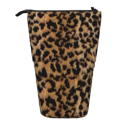 Tcoay Leopardenmuster, stehender Stifthalter, Schreibwarentasche, Bleistiftbeutel, Organizer, Teleskop-Federmäppchen von Tcoay