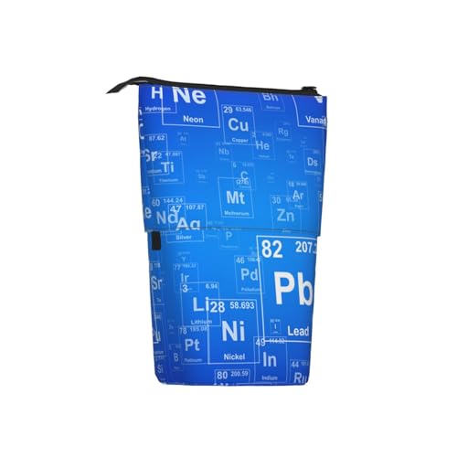 Tcoay Lustiges Periodensystem der Elemente für Naturwissenschaftslehrer, stehender Bleistifthalter, Schreibwarentasche, Bleistiftbeutel, Organizer, Teleskop-Federmäppchen von Tcoay