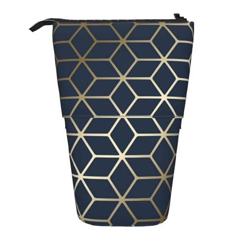 Tcoay Marineblau Gold, Stehender Stiftehalter, Schreibwarentasche, Stiftetasche, Organizer, Teleskop-Stifteetui von Tcoay