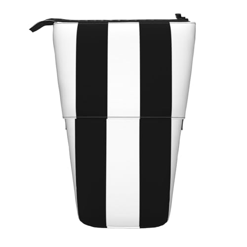 Tcoay Modernes schwarz-weißes Streifenmuster, stehender Stifthalter, Schreibwarentasche, Stiftetasche, Organizer, Teleskop-Federmäppchen von Tcoay