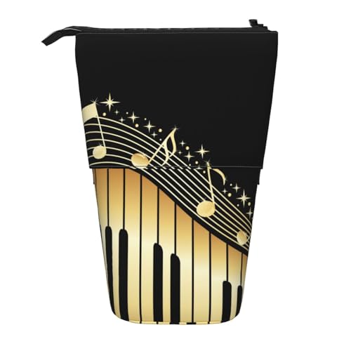 Tcoay Musiknoten-Klavier Bedruckt, stehender Stiftehalter, Schreibwarentasche, Stiftetasche, Organizer, Teleskop-Stifteetui von Tcoay