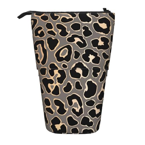 Tcoay Nahtloses Leopardenmuster-Design in luxuriösem Gold, stehender Stiftehalter, Schreibwarentasche, Stiftetasche, Organizer, Teleskop-Stifteetui von Tcoay