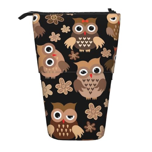 Tcoay Niedliche Eule, stehender Stifthalter, Schreibwarentasche, Bleistiftbeutel, Organizer, Teleskop-Federmäppchen von Tcoay