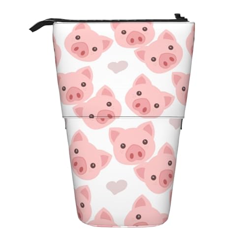 Tcoay Niedliches Schwein, stehender Stiftehalter, Schreibwarentasche, Bleistiftbeutel, Organizer, Teleskop-Federmäppchen von Tcoay
