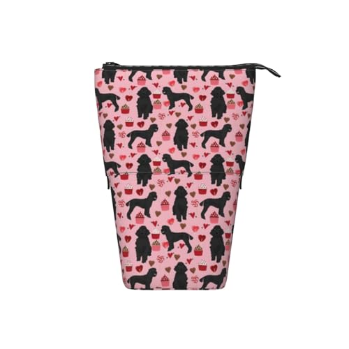 Tcoay Pinker Pudel-Hundedruck, stehender Stiftehalter, Schreibwarentasche, Stiftetasche, Organizer, Teleskop-Federmäppchen von Tcoay