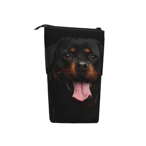 Tcoay Porträt eines Rottweiler-Hundes, stehender Stiftehalter, Schreibwarentasche, Stiftetasche, Organizer, Teleskop-Federmäppchen von Tcoay