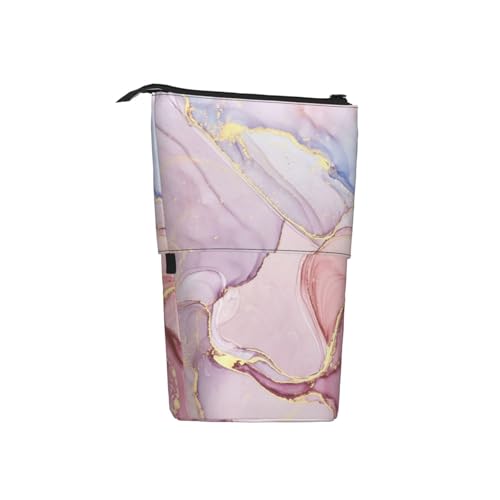 Tcoay Rosa Marmor, Stehender Stiftehalter, Schreibwarentasche, Stiftetasche, Organizer, Teleskop-Federmäppchen von Tcoay