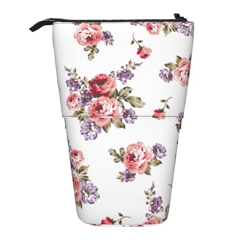 Tcoay Rose Flower, Stehender Stiftehalter, Schreibwarentasche, Bleistiftbeutel, Organizer, Teleskop-Federmäppchen von Tcoay