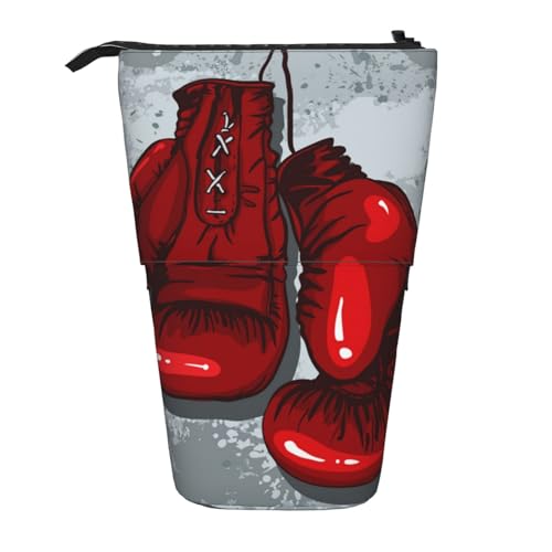 Tcoay Rote Boxhandschuhe, stehender Stifthalter, Schreibwarentasche, Bleistiftbeutel, Organizer, Teleskop-Federmäppchen von Tcoay