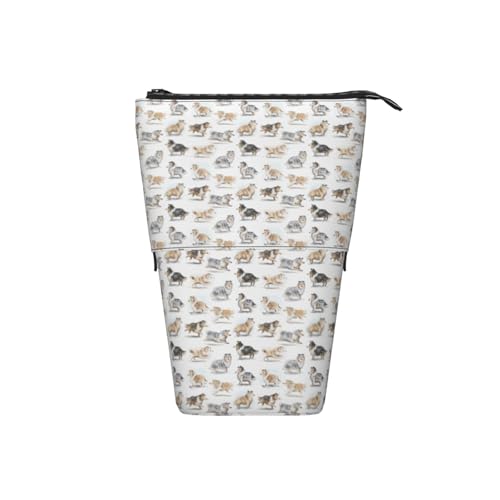Tcoay Rough Collie, Stehender Stiftehalter, Schreibwarentasche, Stiftetasche, Organizer, Teleskop-Stifteetui von Tcoay