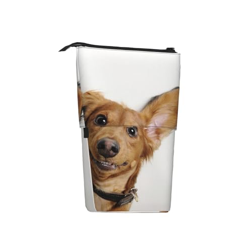 Tcoay Russischer Toy Terrier Welpe auf weißem Hintergrund, stehender Stifthalter, Schreibwarentasche, Stiftetasche, Organizer, Teleskop-Federmäppchen von Tcoay