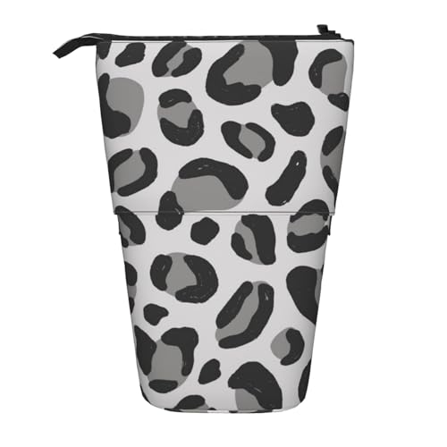 Tcoay Schneeleopardenmuster, stehender Stifthalter, Schreibwarentasche, Stiftetasche, Organizer, Teleskop-Stifteetui von Tcoay