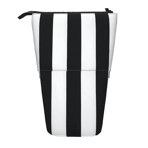 Tcoay Schwarz-weiß gestreift, stehender Stifthalter, Schreibwarentasche, Stiftetasche, Organizer, Teleskop-Stifteetui von Tcoay