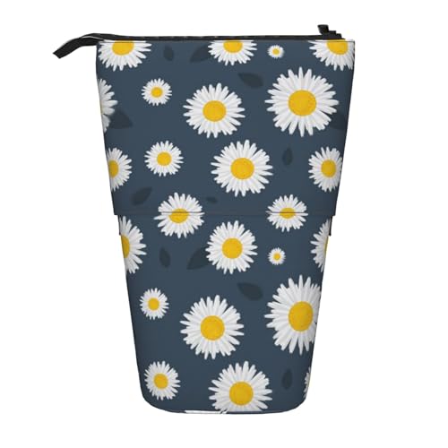 Tcoay Sonnenblumen-Gänseblümchen-Blumenhals, stehender Stifthalter, Schreibwarentasche, Stiftetasche, Organizer, Teleskop-Stifteetui von Tcoay
