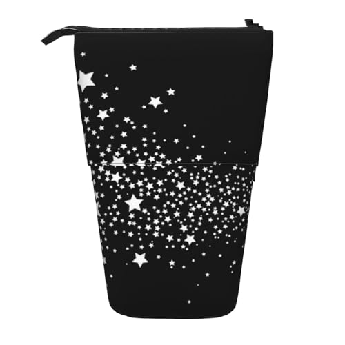 Tcoay Stern-Stern-Muster, Sternschnuppe, Schwarz-Weiß, stehender Stiftehalter, Schreibwarentasche, Stiftetasche, Organizer, Teleskop-Federmäppchen von Tcoay