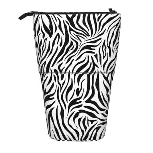 Tcoay Tierkaro-Rand Zebramuster, stehender Stifthalter, Schreibwarentasche, Stiftetasche, Organizer, Teleskop-Stifteetui von Tcoay