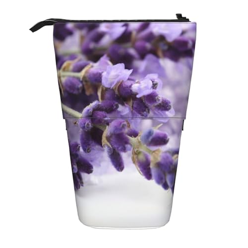 Tcoay Vintage Lavendel Bedruckt, stehender Stiftehalter, Schreibwarentasche, Stiftetasche, Organizer, Teleskop-Stifteetui von Tcoay