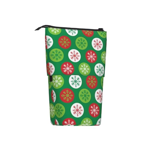 Tcoay Weihnachts-Stechpalmenbeeren-Muster, stehender Stifthalter, Schreibwarentasche, Stiftetasche, Organizer, Teleskop-Federmäppchen von Tcoay