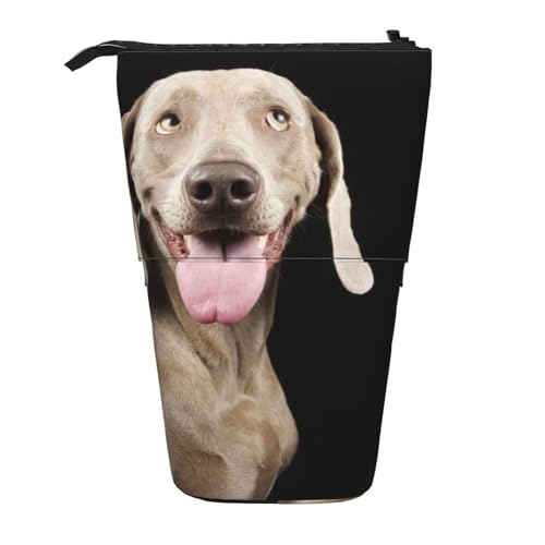 Tcoay Weimaraner Hund Tier Wildtiere, Stehender Stiftehalter Schreibwarentasche Bleistiftbeutel Organizer Teleskop-Federmäppchen von Tcoay