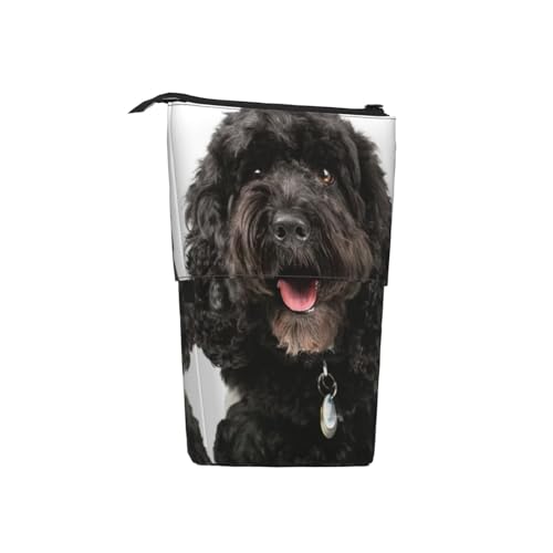 Tcoay Welpe, schwarzer Cockapoo, stehender Stifthalter, Schreibwarentasche, Stiftetasche, Organizer, Teleskop-Federmäppchen von Tcoay