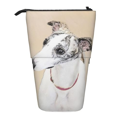 Tcoay Whippet-Hund, stehender Stiftehalter, Schreibwarentasche, Bleistiftbeutel, Organizer, Teleskop-Federmäppchen von Tcoay