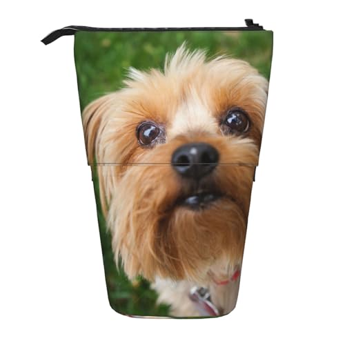Tcoay Yorkshire Terrier, süße Hunde, Haustiere, Hunde, stehender Stiftehalter, Schreibwarentasche, Bleistiftbeutel, Organizer, Teleskop-Federmäppchen von Tcoay