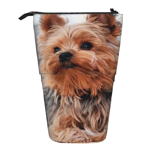 Tcoay Yorkshire Terrier, süße Hunde, Hundewelpen, stehender Stiftehalter, Schreibwarentasche, Bleistiftbeutel, Organizer, Teleskop-Federmäppchen von Tcoay