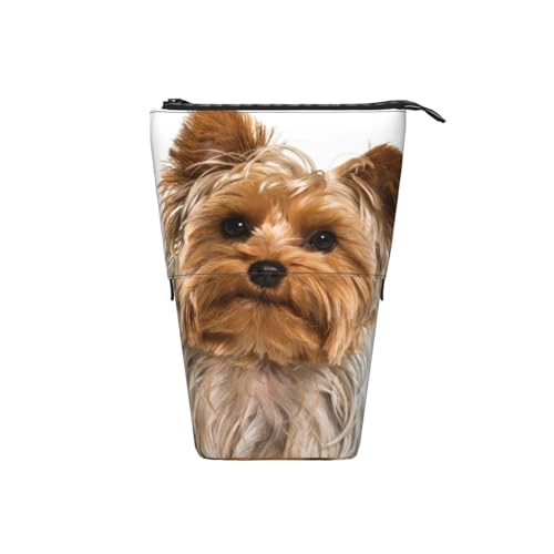 Tcoay Yorkshire Terrier-Muster, stehender Stiftehalter, Schreibwarentasche, Stiftetasche, Organizer, Teleskop-Federmäppchen von Tcoay