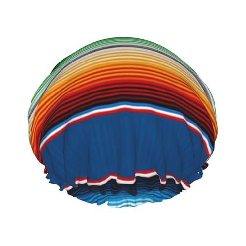 Wasserdichte Duschhaube mit Gummiband, doppellagige, wiederverwendbare Duschhaube für Damen,Abstrakte nahtlose Streifen Farbhintergrund von Tcoay