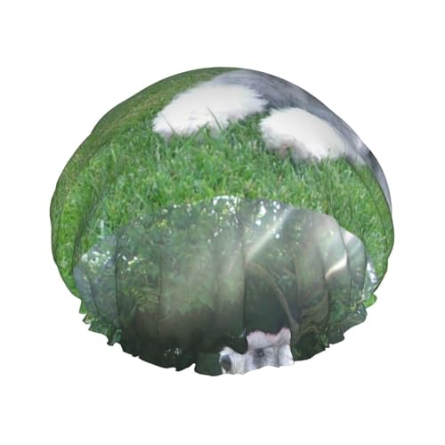 Wasserdichte Duschhaube mit Gummiband, doppellagige, wiederverwendbare Duschhaube für Damen,Bedlington Terrier, Lustige Hunde, Pelzige Hunde, Haustiere von Tcoay