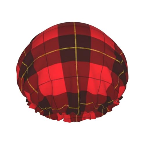 Wasserdichte Duschhaube mit Gummiband, doppellagige, wiederverwendbare Duschhaube für Damen,Wallace Tartan Schottische Plaid Objekte von Tcoay
