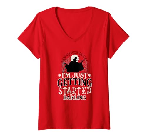 Damen I'm Just Getting Started, Darling T-Shirt mit V-Ausschnitt von Tcool