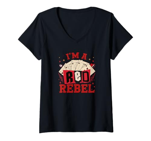 Damen Ich Bin EIN Red Rebel T-Shirt mit V-Ausschnitt von Tcool