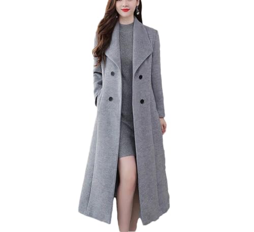 Damen Verdickte Wolle Lange Slim Fit Warm Wintermantel Warm Mantel, beige, 36 von Tdvcpmkk