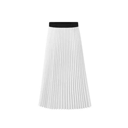 Tdvcpmkk Damen Faltenrock Frühling Sommer Herbst Casual Elegant Ausgestellt Knielang Große Größe Midi Rock, weiß, 40 von Tdvcpmkk