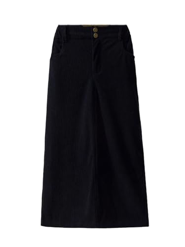 Tdvcpmkk Damen Herbst und Winter Cordrock Gerader Mittellanger Rock, Schwarz , 52 von Tdvcpmkk