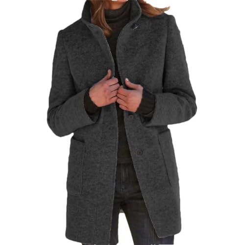Tdvcpmkk Damen Mantel Einfarbig Knopf Stehkragen Wollmantel Modische Frauen Windjacke Lässiger Dicker Mantel, Dunkelgrau9, 48 Tdvcpmkk Damen Mantel Einfarbig Knopf Stehkragen Wollmantel Modische Frauen Windjacke Lässiger Dicker Mantel, Dunkelgrau9, 48 von Tdvcpmkk