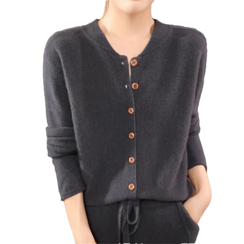 Tdvcpmkk Damen Merino Wolle Sweater V-Ausschnitt Knopf Langarm Cardigan Warm Strickpullover, Dunkelgrau9, M von Tdvcpmkk