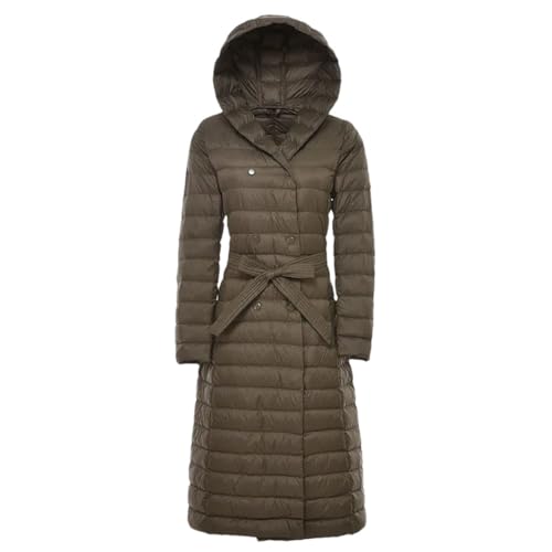 Tdvcpmkk Damen Winter Lange Daunenjacke Warm Slim Windbreaker Kapuzenjacke, armyEN8, 42 von Tdvcpmkk